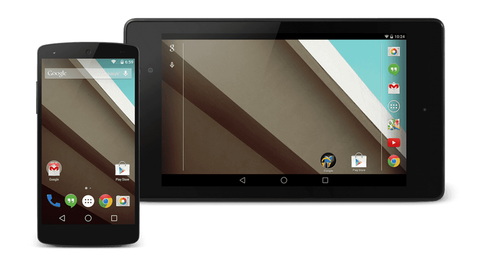 Image of Android L Developer Preview shown on devices